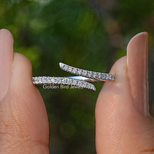 Round Cut Lab Diamond Open Cuff Band