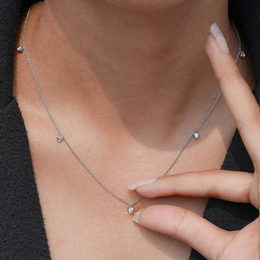 Detailed View Of Round Cut Diamond Station Necklace