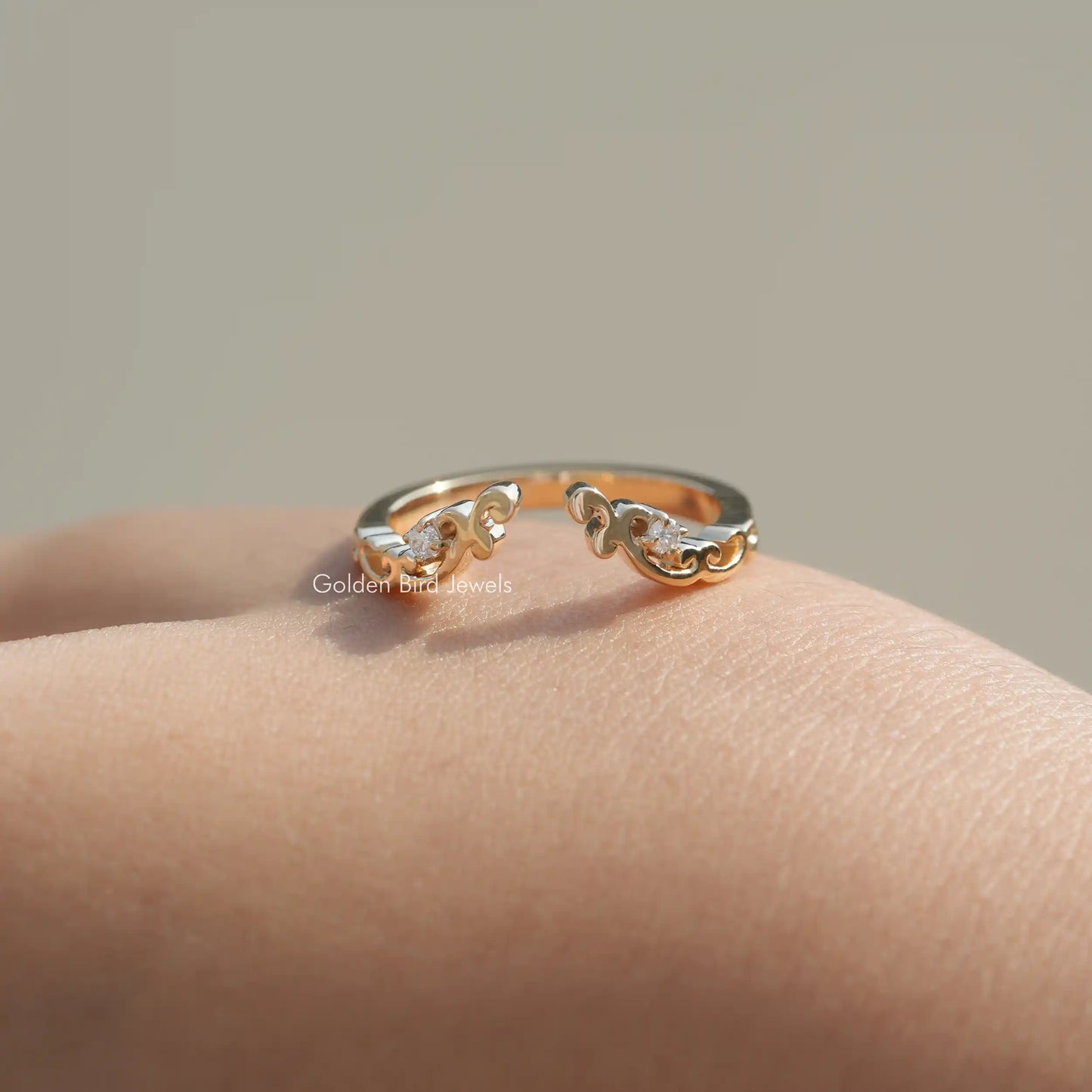 Round Cut Lab Diamond Open Cuff Stacking Band