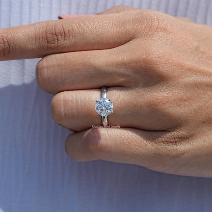 Close View Of Round Cut Lab Diamond Solitaire Engagement Ring
