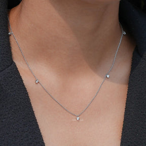 View of Lab Grown Diamond Station Necklace In Wear's of Women's