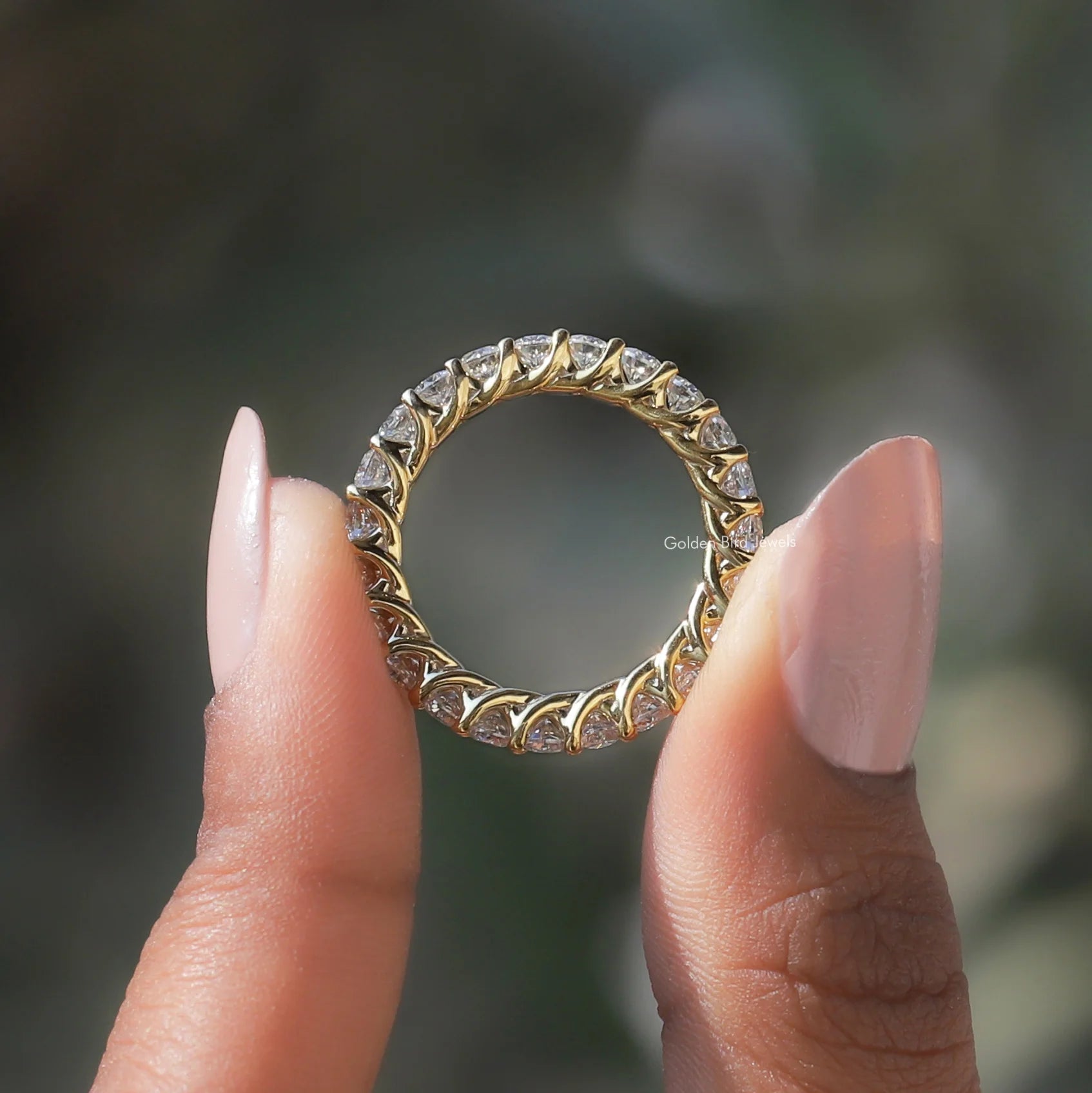 [Full Eternity Round Cut Wedding Band]-[Golden Bird Jewels]