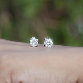 Pair Of a Green Round Cut Moissanite Stud Earrings