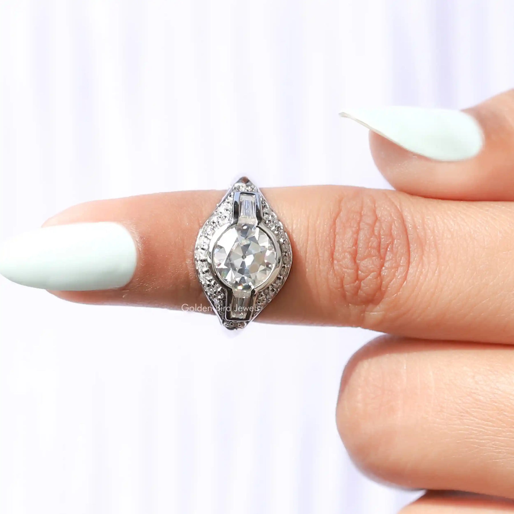 Old European Round Cut Moissanite Vintage Ring