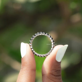 [White Gold Round Cut Eternity Band]-[Golden Bird Jewels]