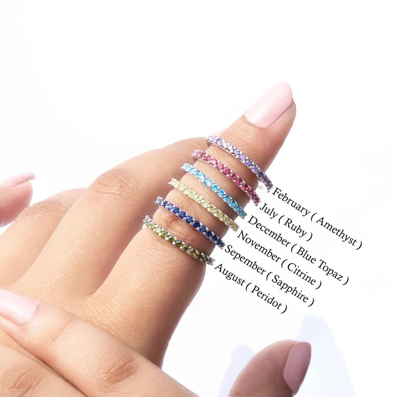 [Round Gemstone Multicolor Eternity Band]-[Golden Bird Jewels]