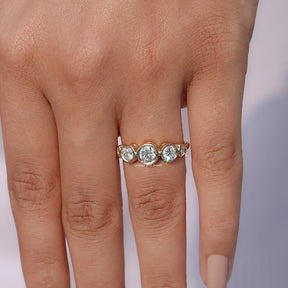 Round Cut Lab Diamond Five Stone Bezel Set Ring