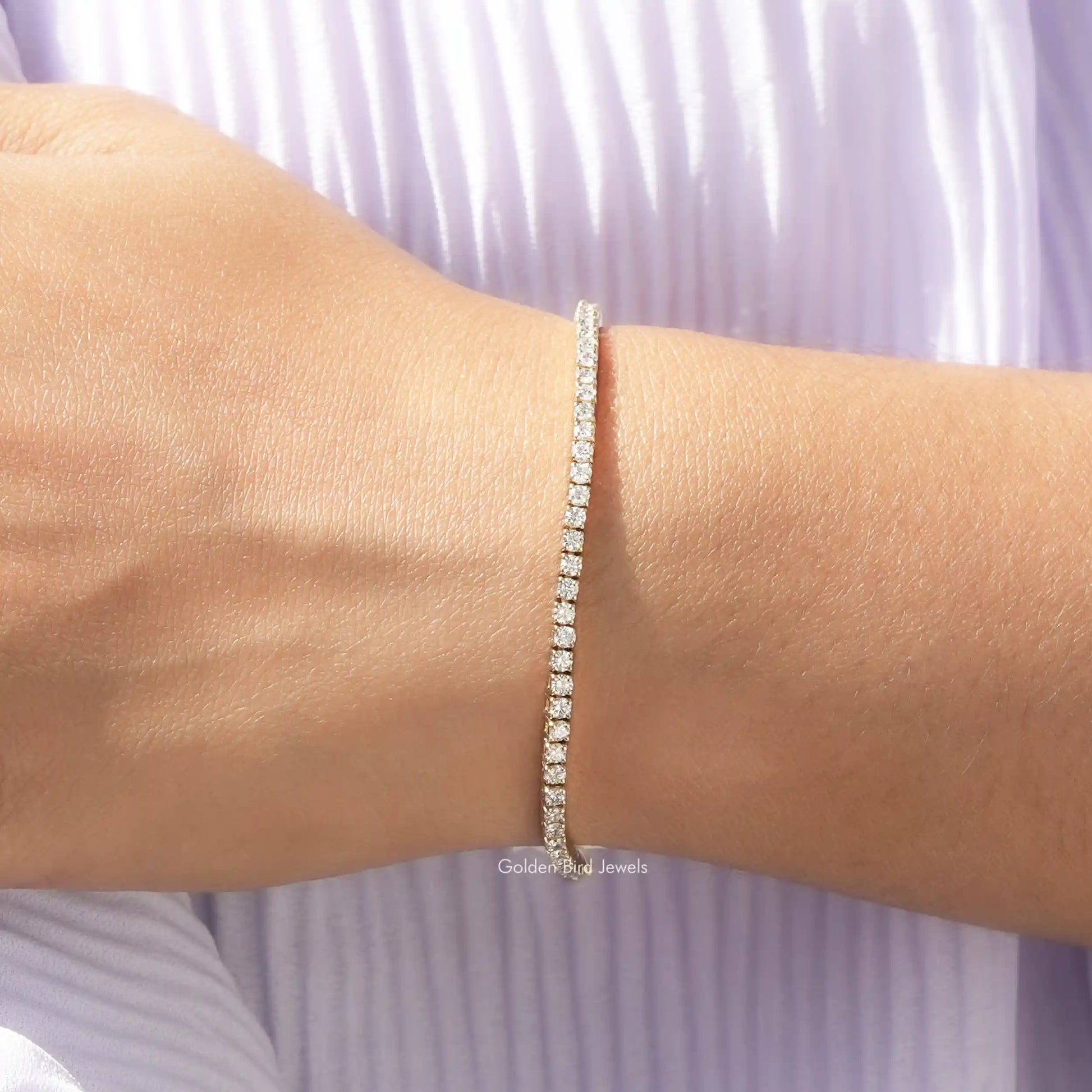 View Of Round Cut Lab Diamond Tennis Bracelet