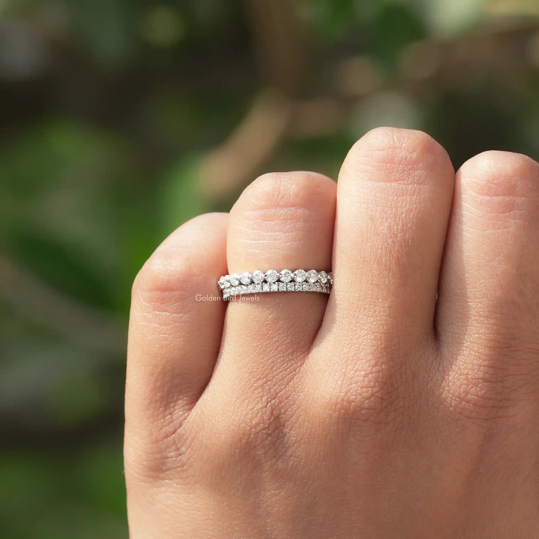 [Colorless Round Cut Eternity Band]-[Golden Bird Jewels]