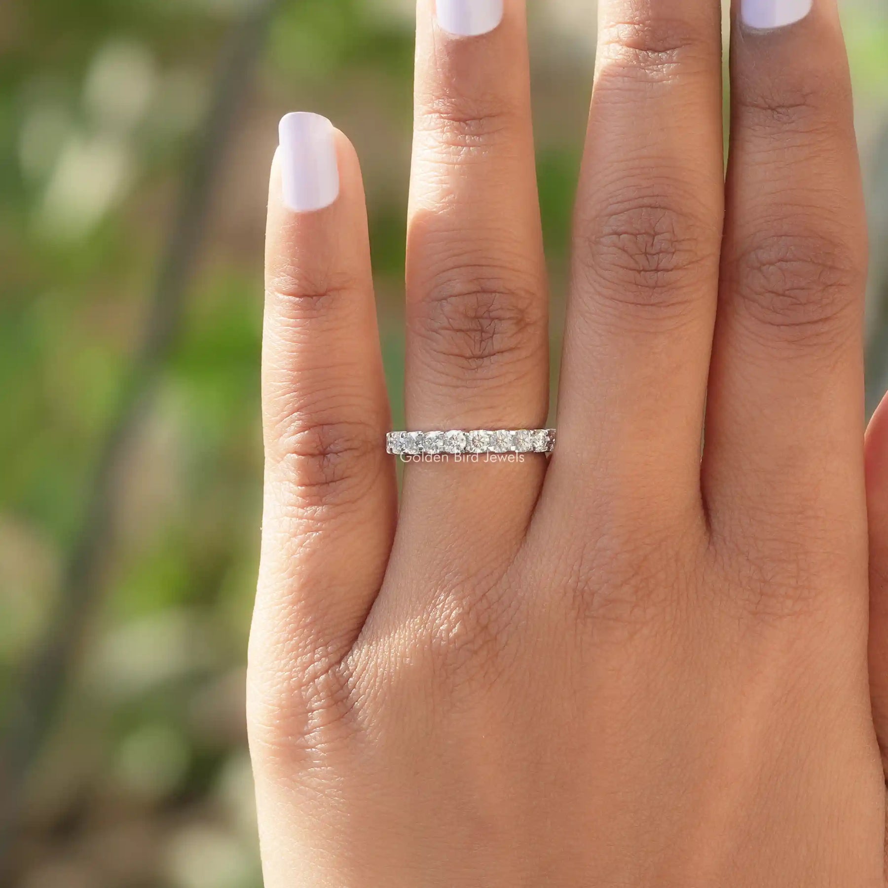 Round Moissanite Full Eternity Wedding Band