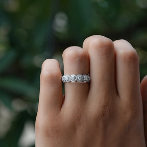 [Colorless Round Cut Halo Eternity Band]-[Golden Bird Jewels]