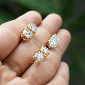 [Solitaire Round Cut Stud Earrings]-[Golden Bird Jewels]