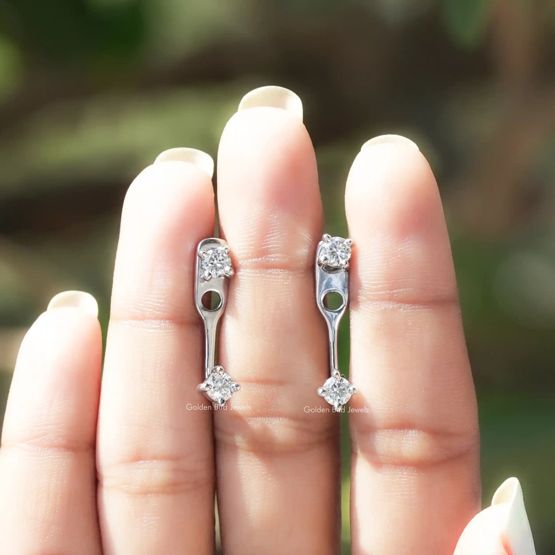 Round Moissanite Screw Back Women Earrings