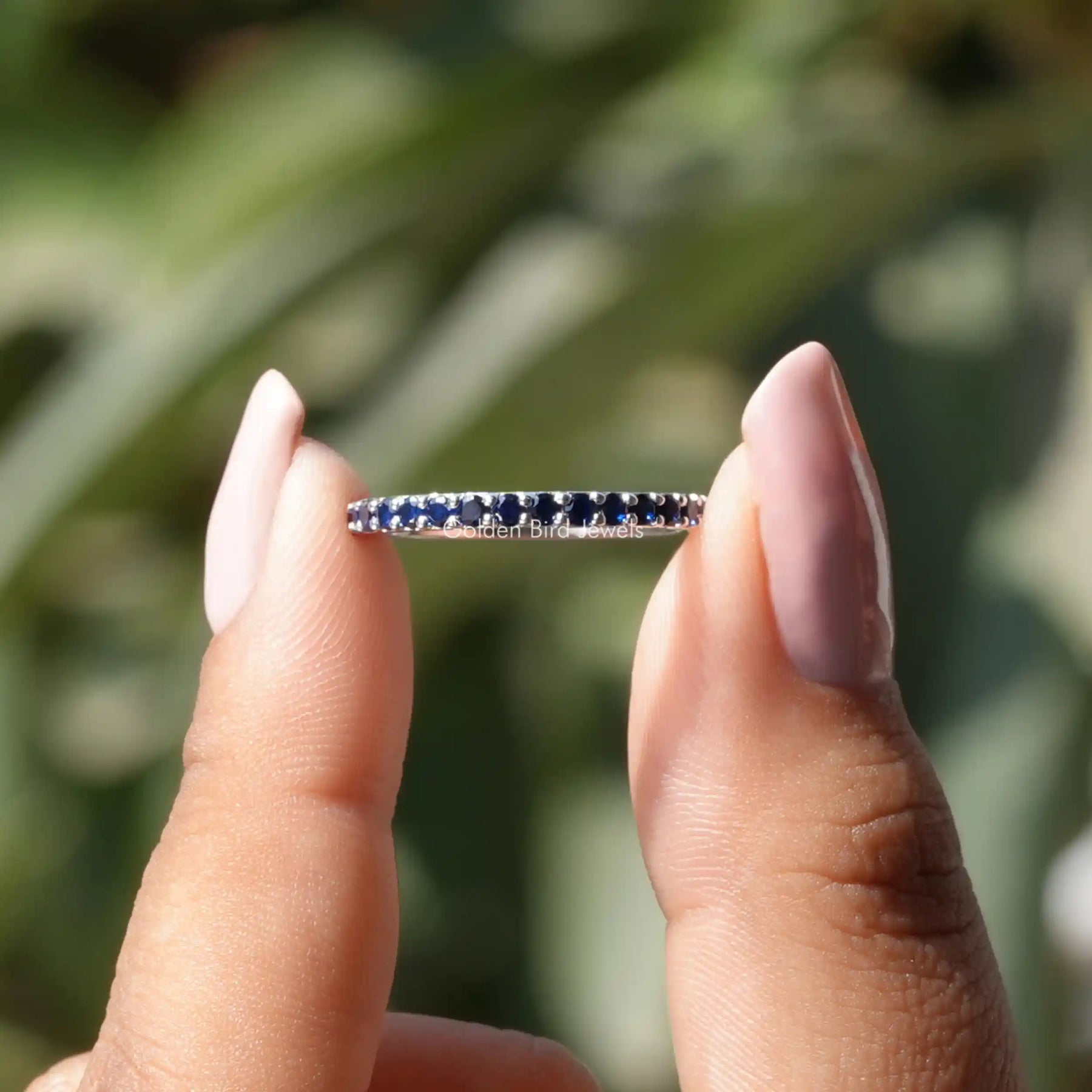 [Round Sapphire Gemstone Eternity Band]-[Golden Bird Jewels]