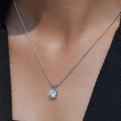 In Neck View Of Solitaire Round Cut Lab Diamond Pendant