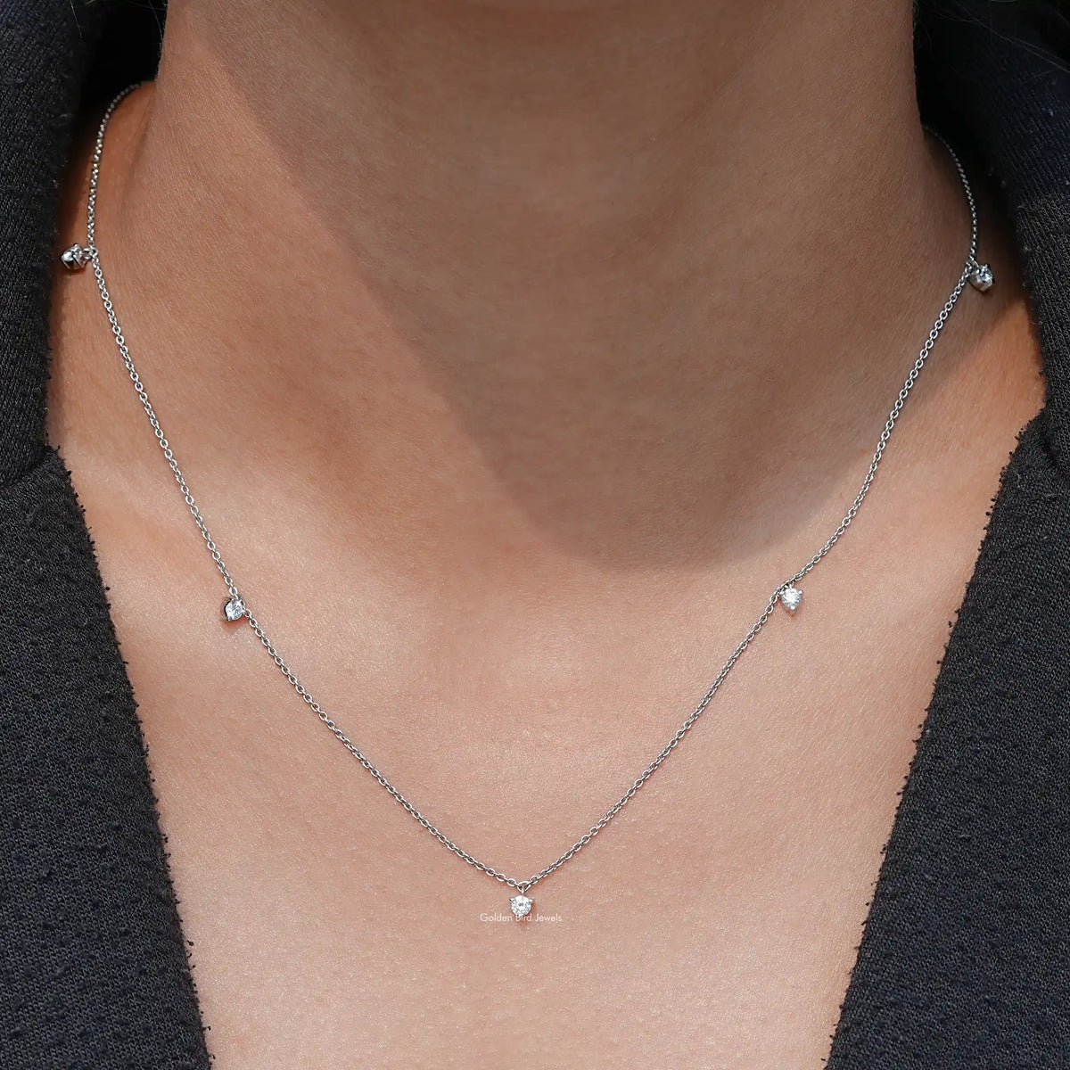 Round Shaped Lab Grown Diamond Station Necklace