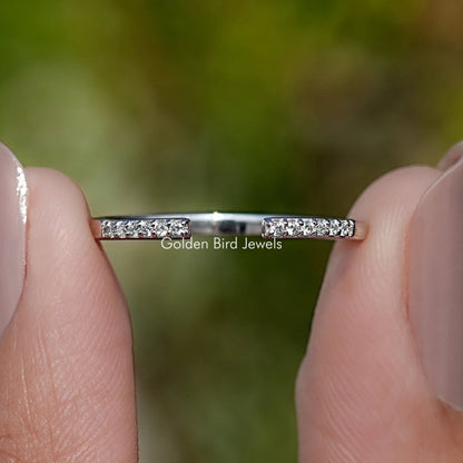 Round Shaped Moissanite Open Cuff Band