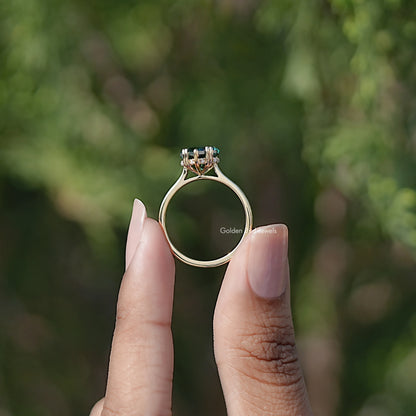 Back view of Step Cut Dutch Marquise Moissanite Solitaire Ring