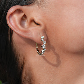 Lab Grown Round Diamond Bezel Set Hoop Earrings