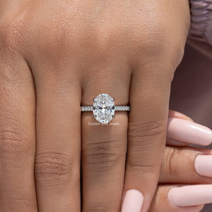 Oval Cut Moissanite Hidden Halo Engagement Ring
