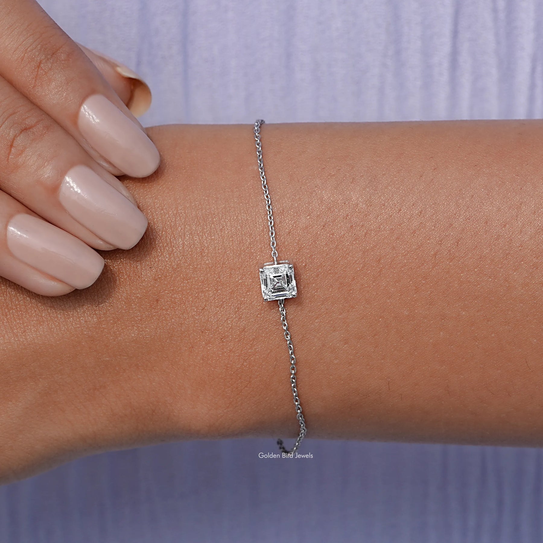 Asscher Lab Diamond Delicate Chain Bracelet