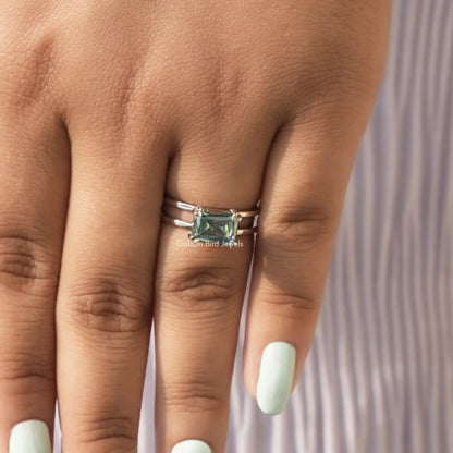 View of Moissanite Criss Cut Engagement Ring In White Gold