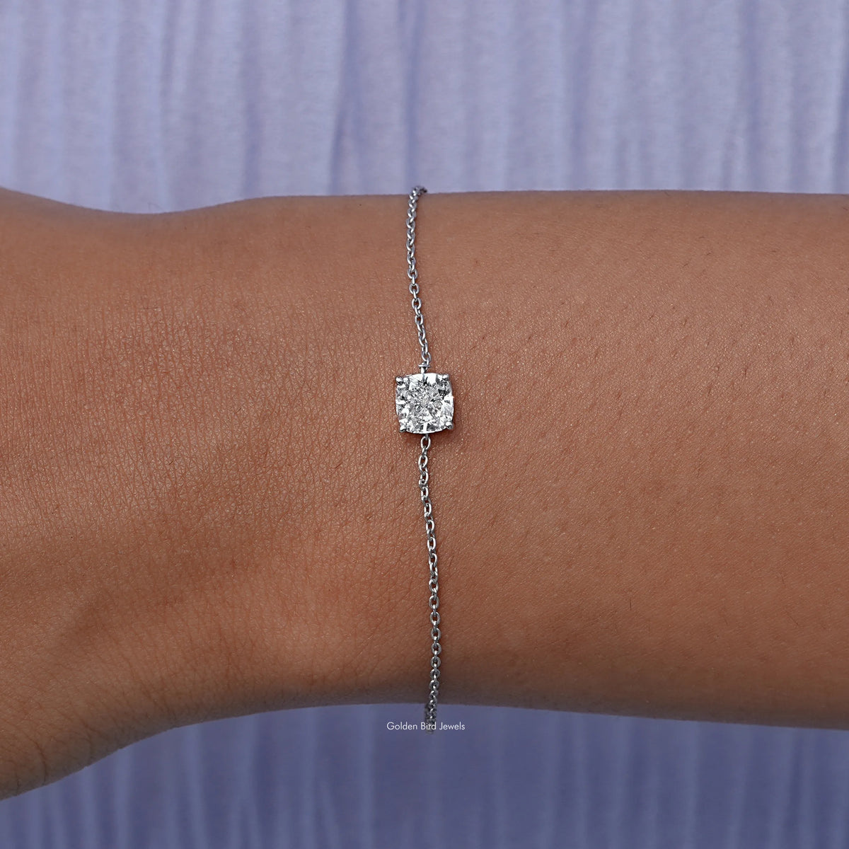 [Cushion Cut Lab Diamond Bracelet]-[Golden Bird Jewels]