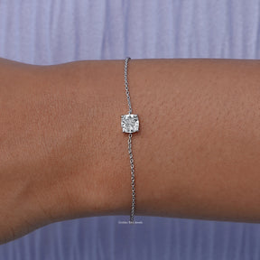 Solitaire Lab Diamond Cushion Cut Chain Bracelet