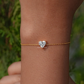 Heart Shaped Diamond Solitaire Chain Bracelet