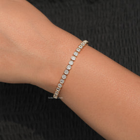 Close View Of Cushion Lab Diamond Bracelet 

