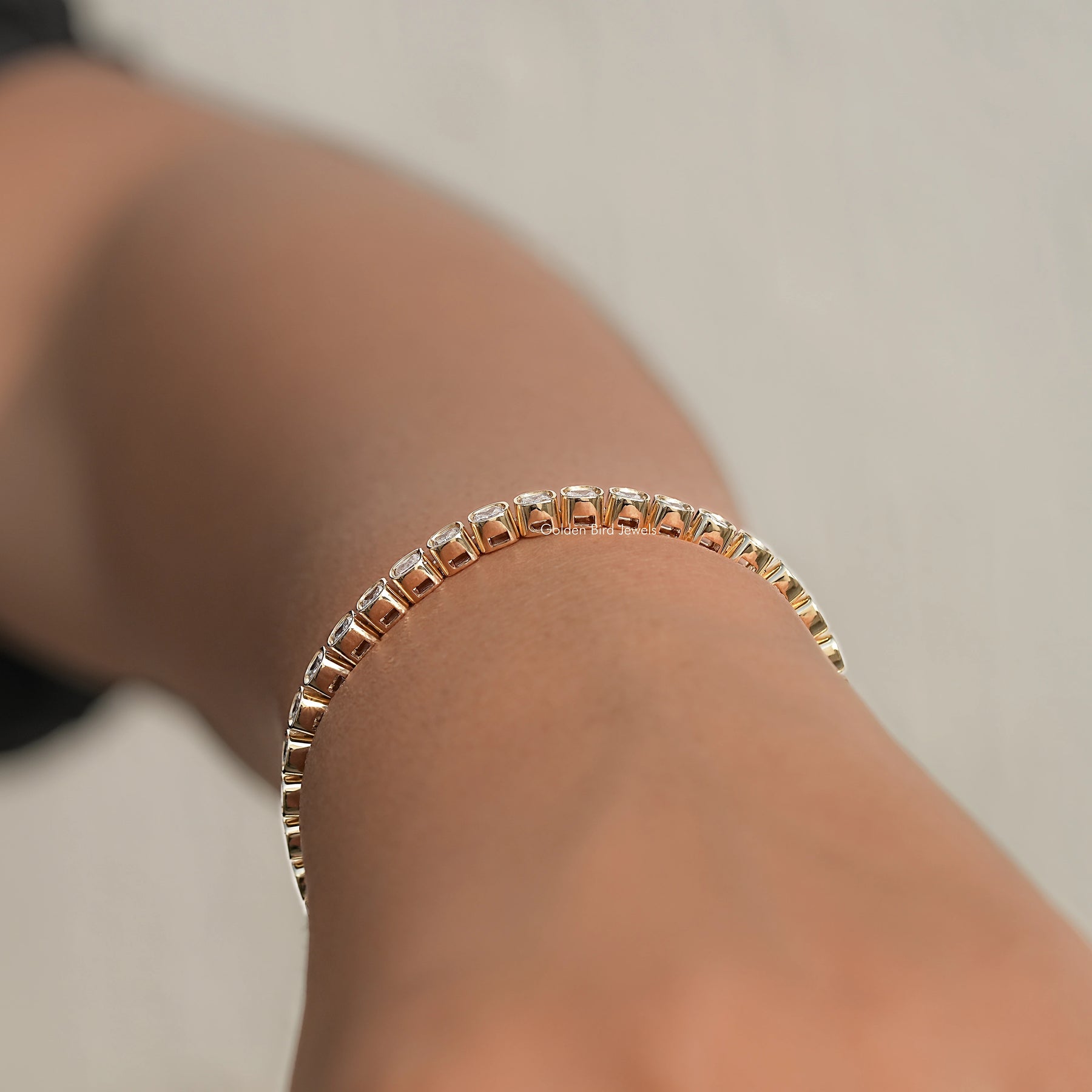Side View Of Square Lab Diamond Tennis Bracelet

