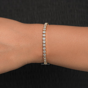 front View of Square Cushion Lab Diamond Tennis Bracelet
