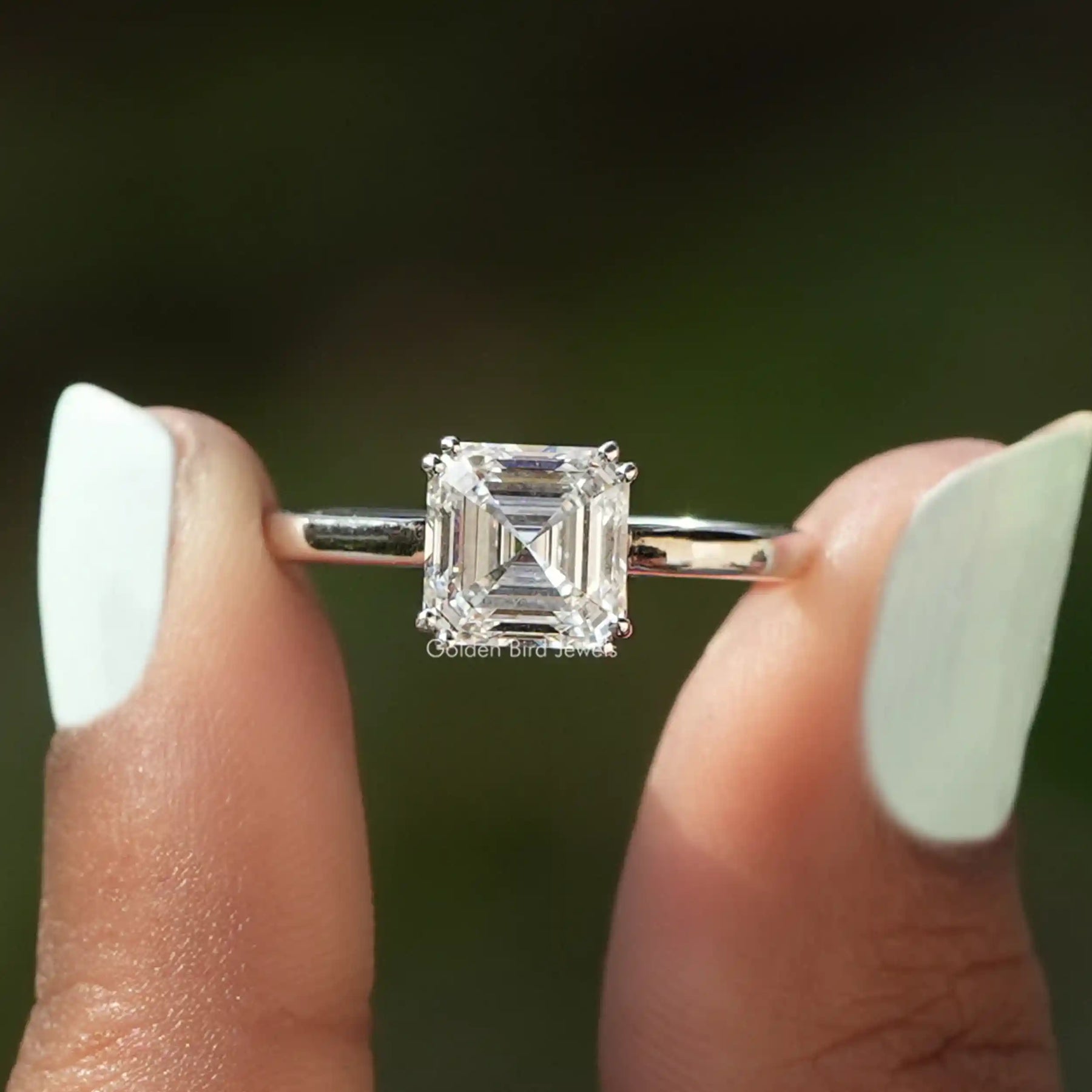 [Square Emerald Cut Diamond Ring]-[Golden Bird Jewels]