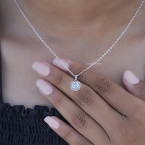 Display View of Lab Diamond Old European Round Halo Necklace