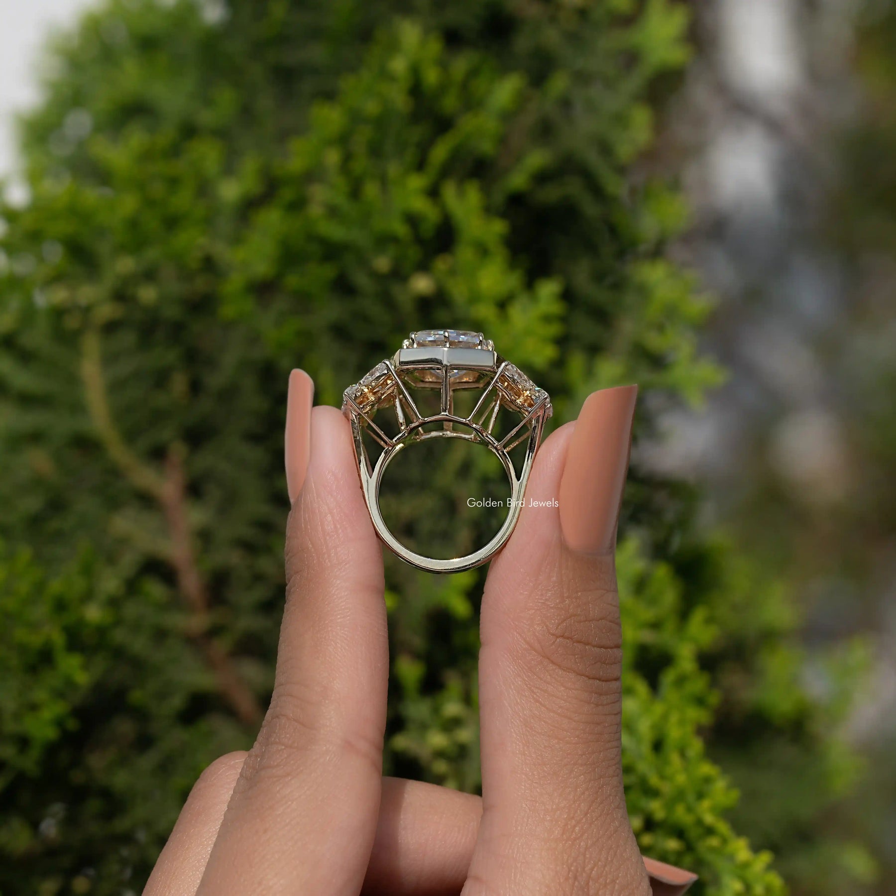 Step Cut Cushion Moissanite Art Deco Ring For Her
