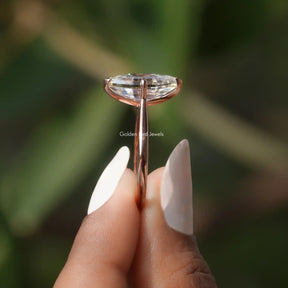 Side view of Step Cut Dutch Marquise Moissanite Ring