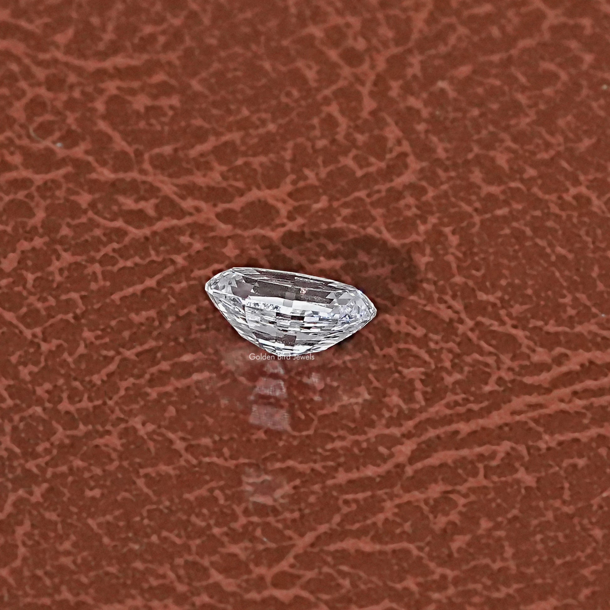 Side View of Step Cut Oval Lab Grown Loose Diamond In White Gold 