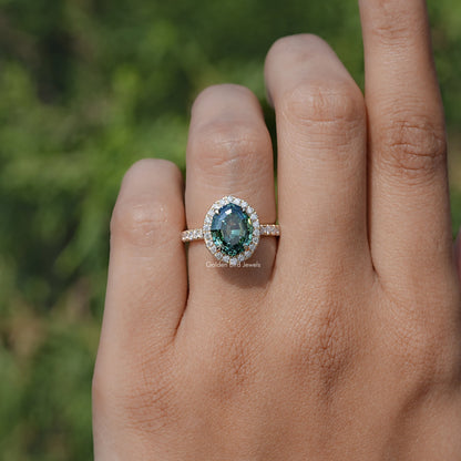 Moissanite Engagement Ring in Step Cut Oval Moissanite