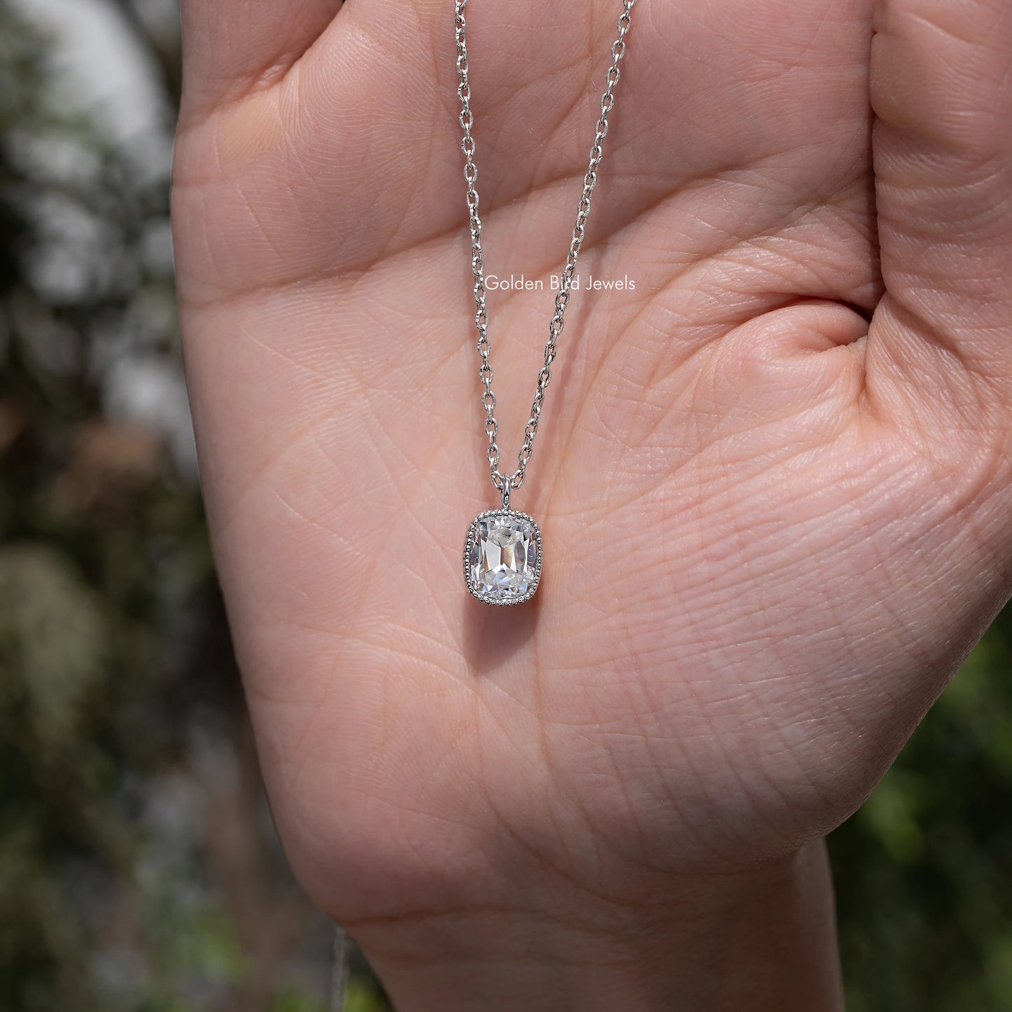 Old Mine Cushion Cut Moissanite Solitaire Pendant