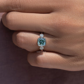 Top view of Moissanite Cushion Cut Ring for women 's wear