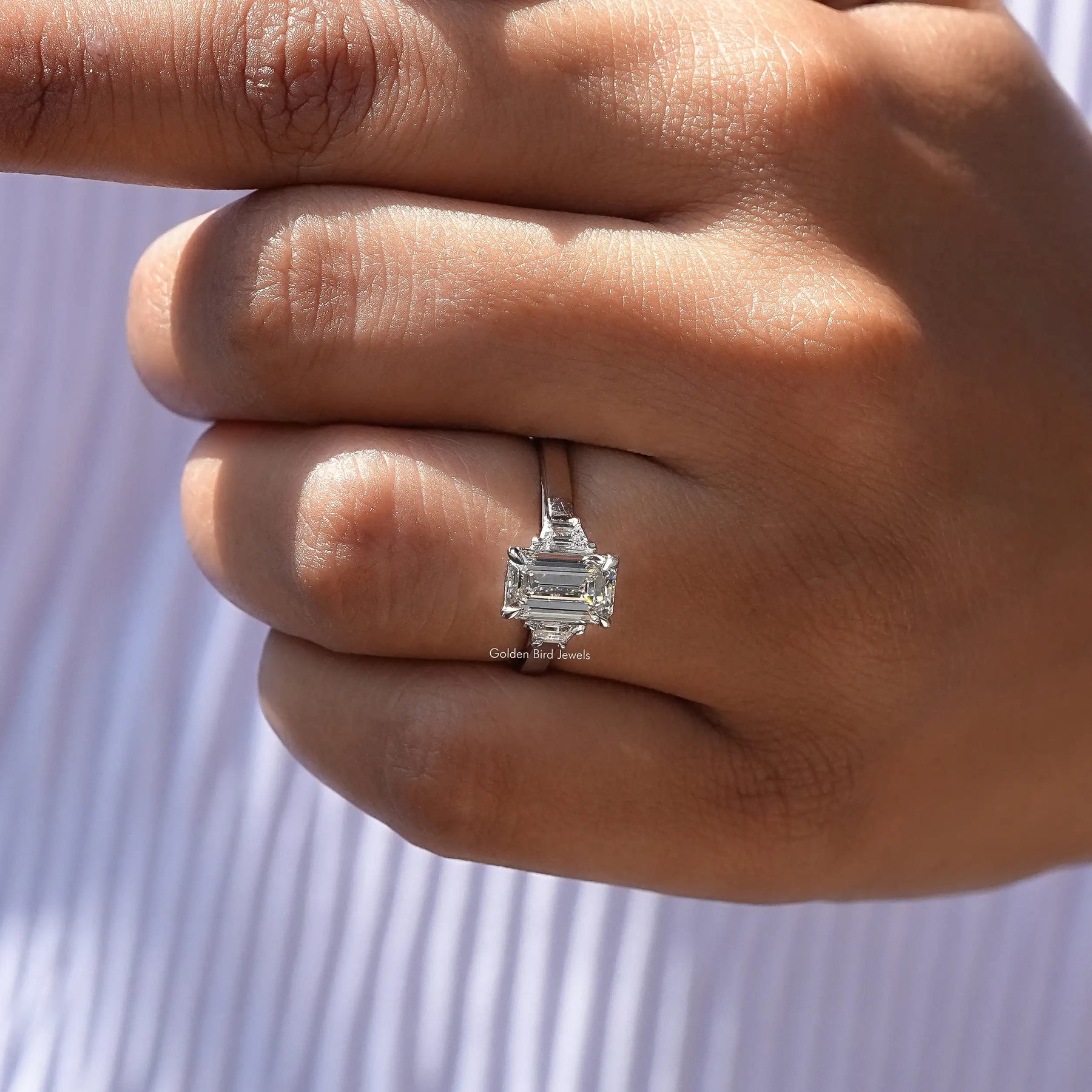 [LGD Emerald Cut Engagement Ring]-[Golden Bird Jewels]