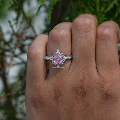 Tourmaline Pink Pear Cut Gemstone Ring