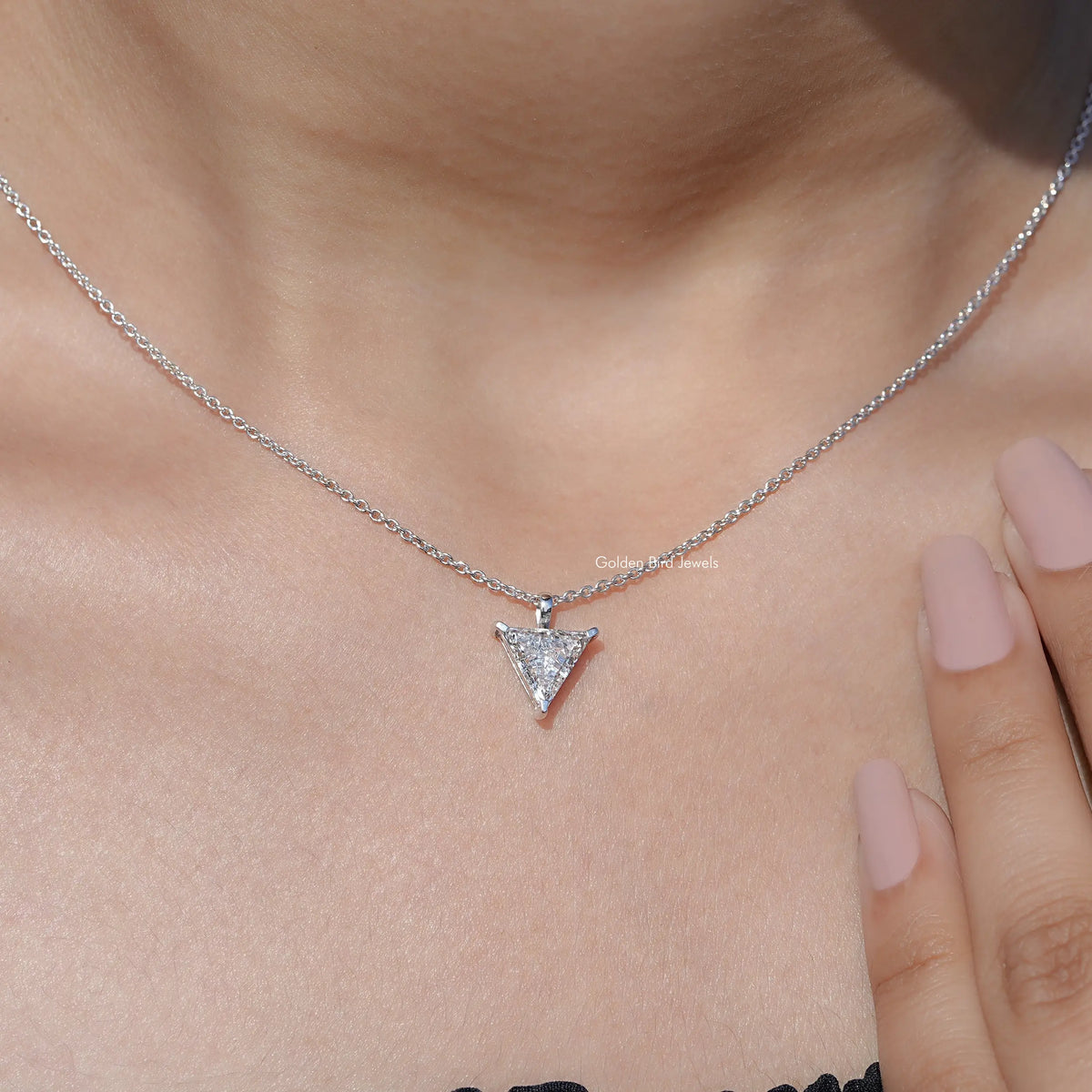 Triangle Lab Diamond Triangle Cut Diamond Solitaire Necklace – goldenbirdjewels