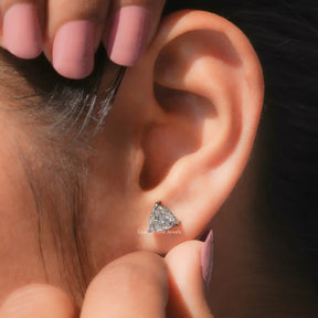 [Moissanite Trillion Cut Martini Set Earrings In Prong Set]-[Golen Bird Jewels]