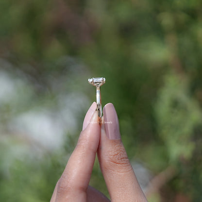 Side View Of Pear and Princess Cut Lab Diamond Ring