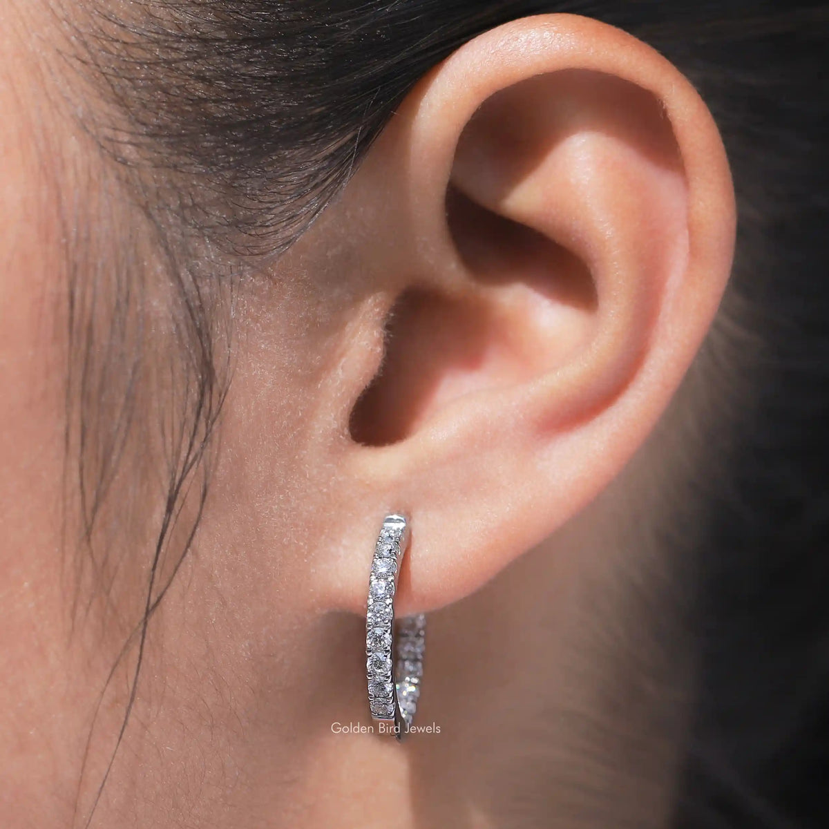 Unique Round Cut Moissanite Huggies Earrings