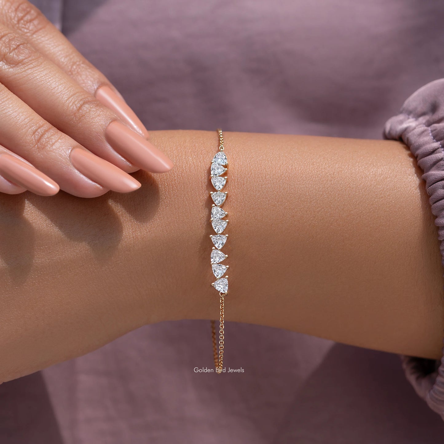 Trillion Cut Lab Grown Diamond Engagement Bracelet