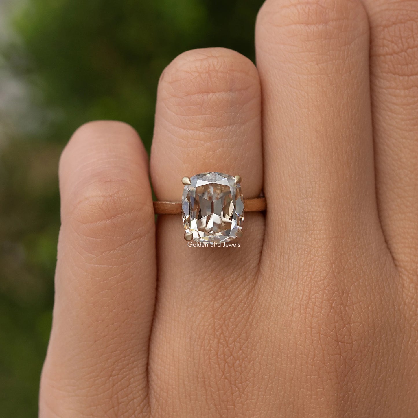 Old European Cushion yellow Moissanite Ring