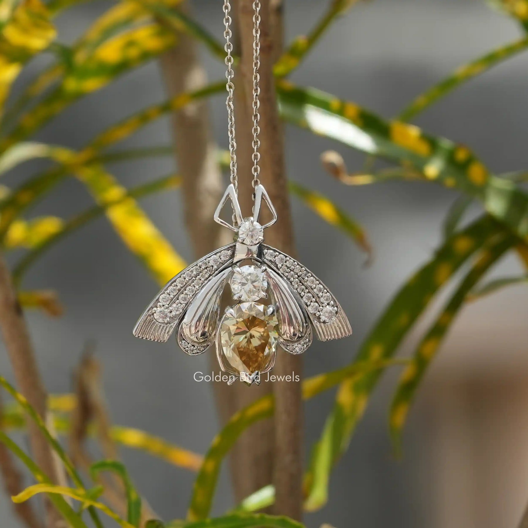 Yellow Moissanite Pear Cut Bridal Pendant