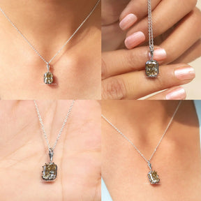 [Radiant Cut Moissanite Pendant]-[Golden Bird Jewels]